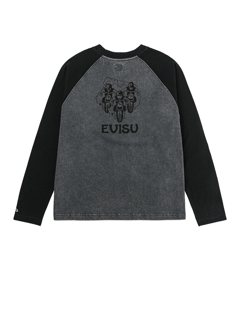 Retro Motocross Print Relax Fit Long-sleeve T-shirt 1