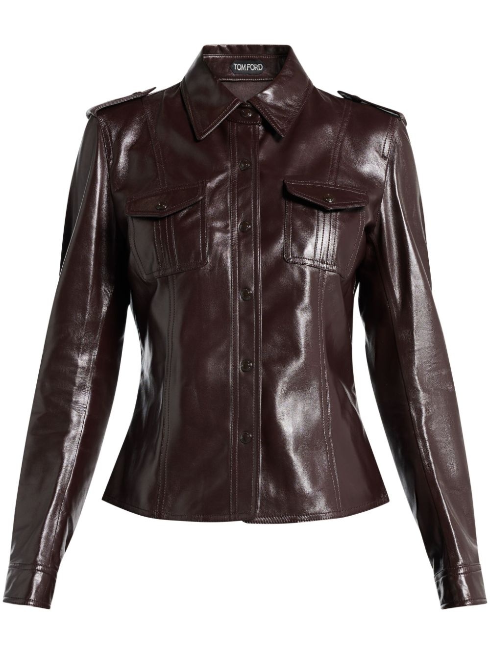 shiny leather shirt - 1