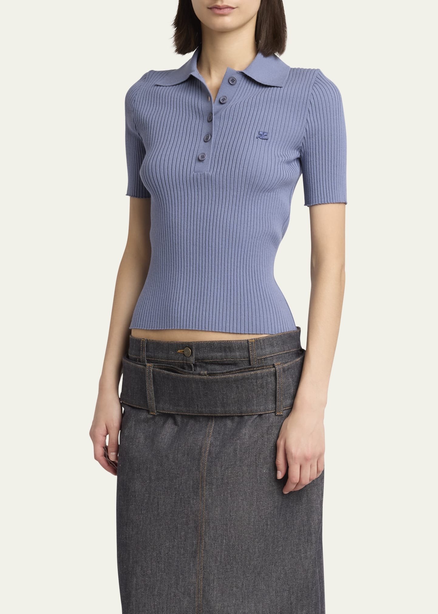 Signature Ribbed Polo Top - 4