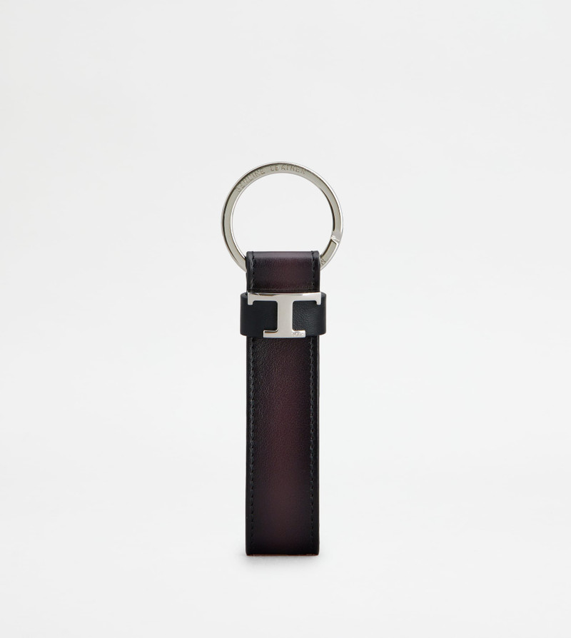 KEY HOLDER IN LEATHER - BURGUNDY, BLACK 1