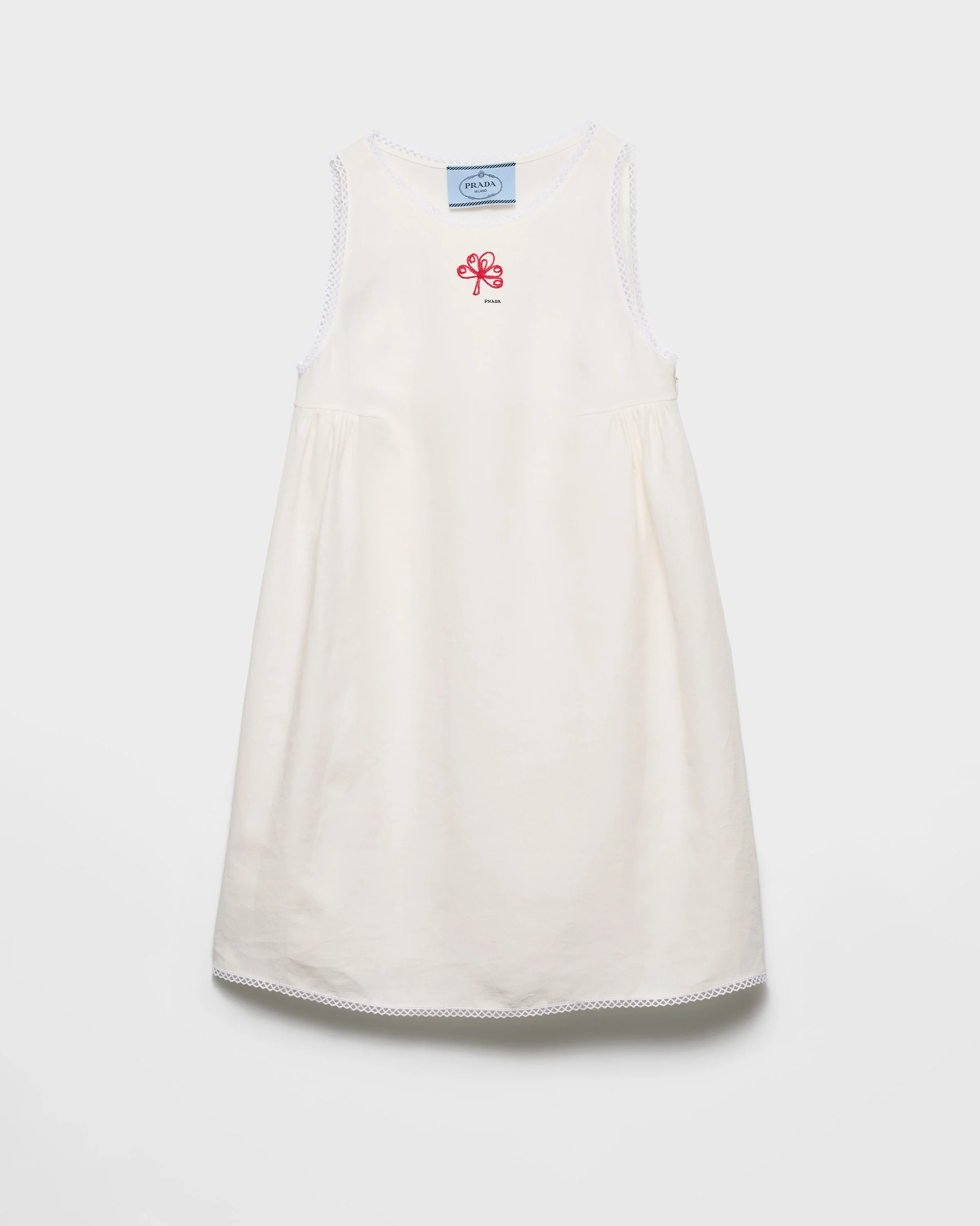 Embroidered slubbed canvas mini-dress - 1