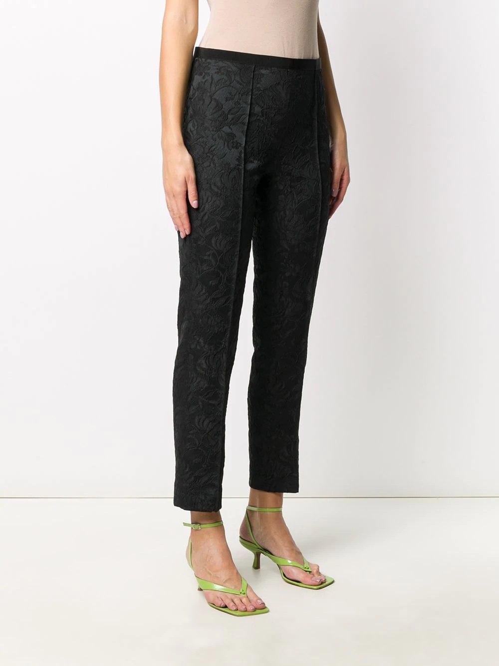 floral jacquard slim-fit trousers - 3