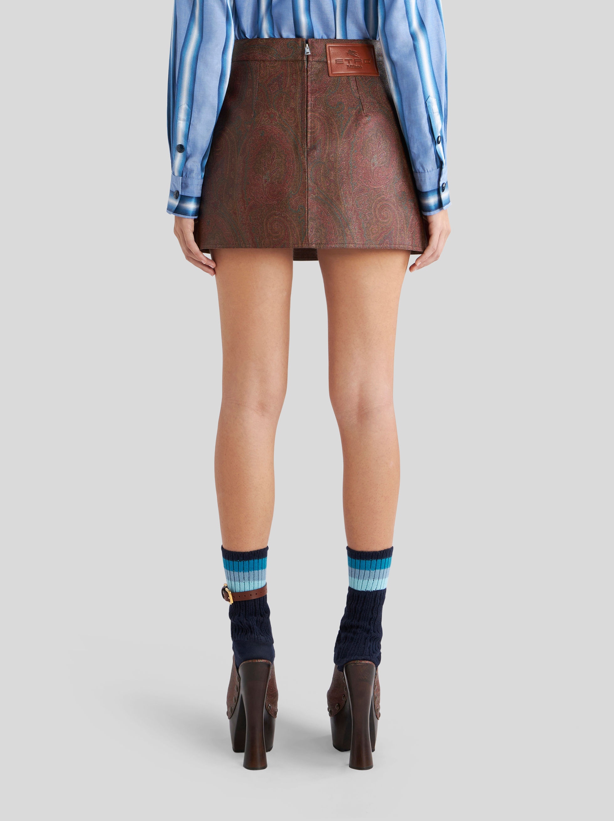 MINI SKIRT IN PAISLEY JACQUARD FABRIC - 4