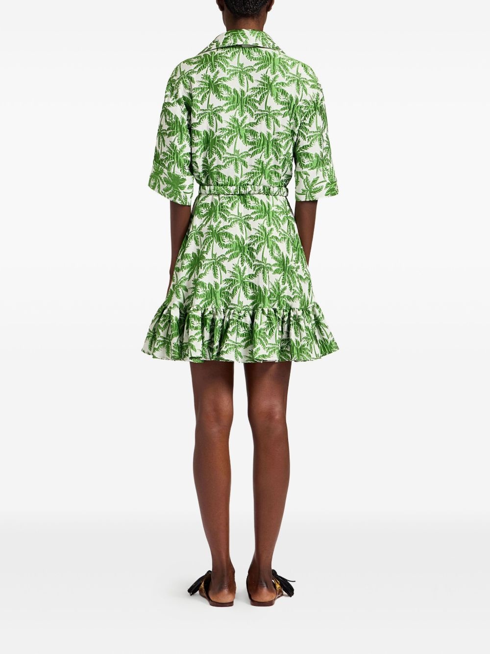 San Pietro palm-print ruffled mini dress - 3