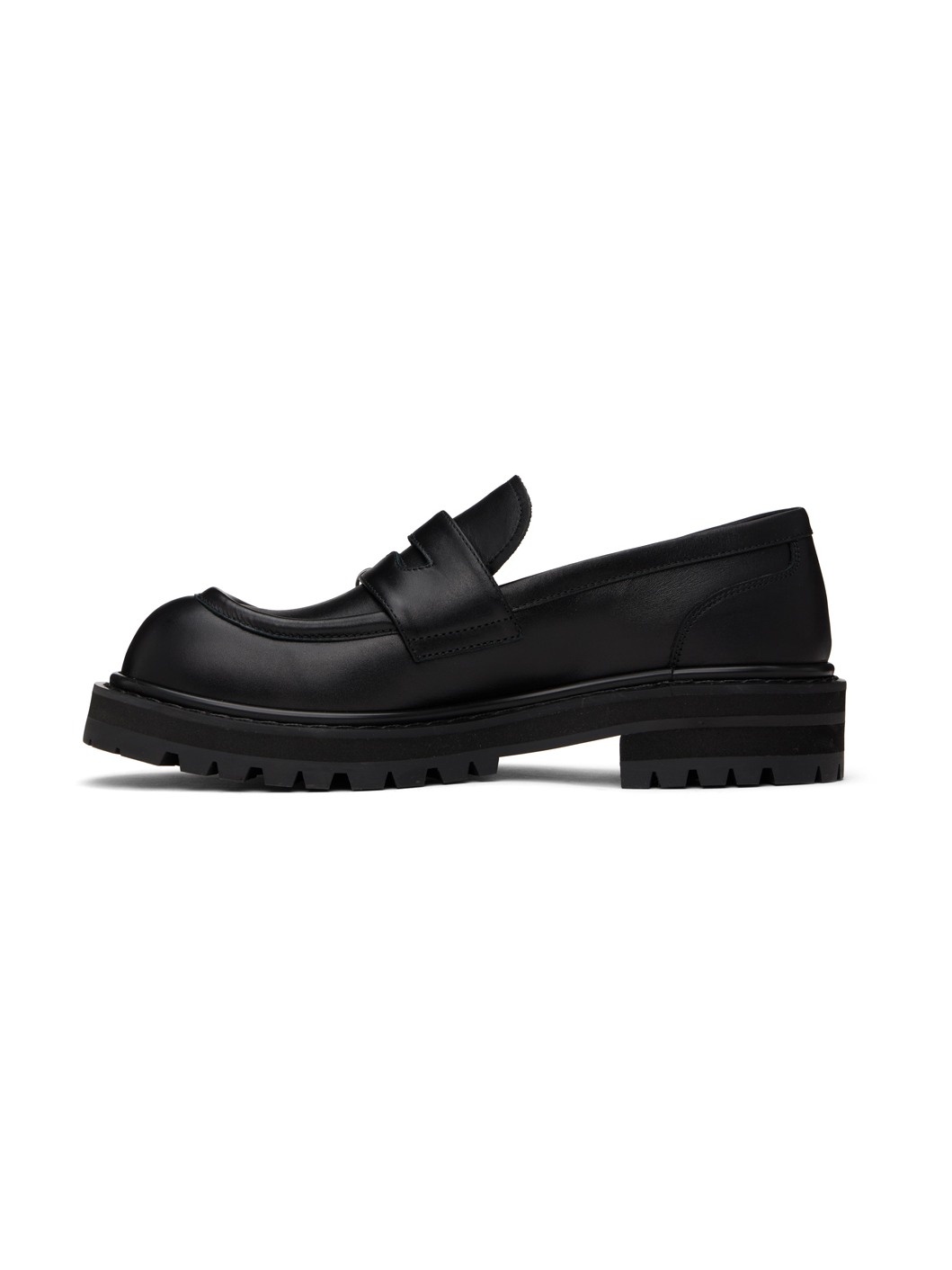 Black Leather Chunky Loafers - 3