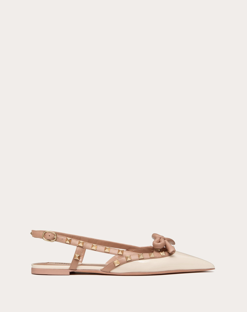 ROCKSTUD BOW SLINGBACK BALLERINAS IN PATENT LEATHER - 1