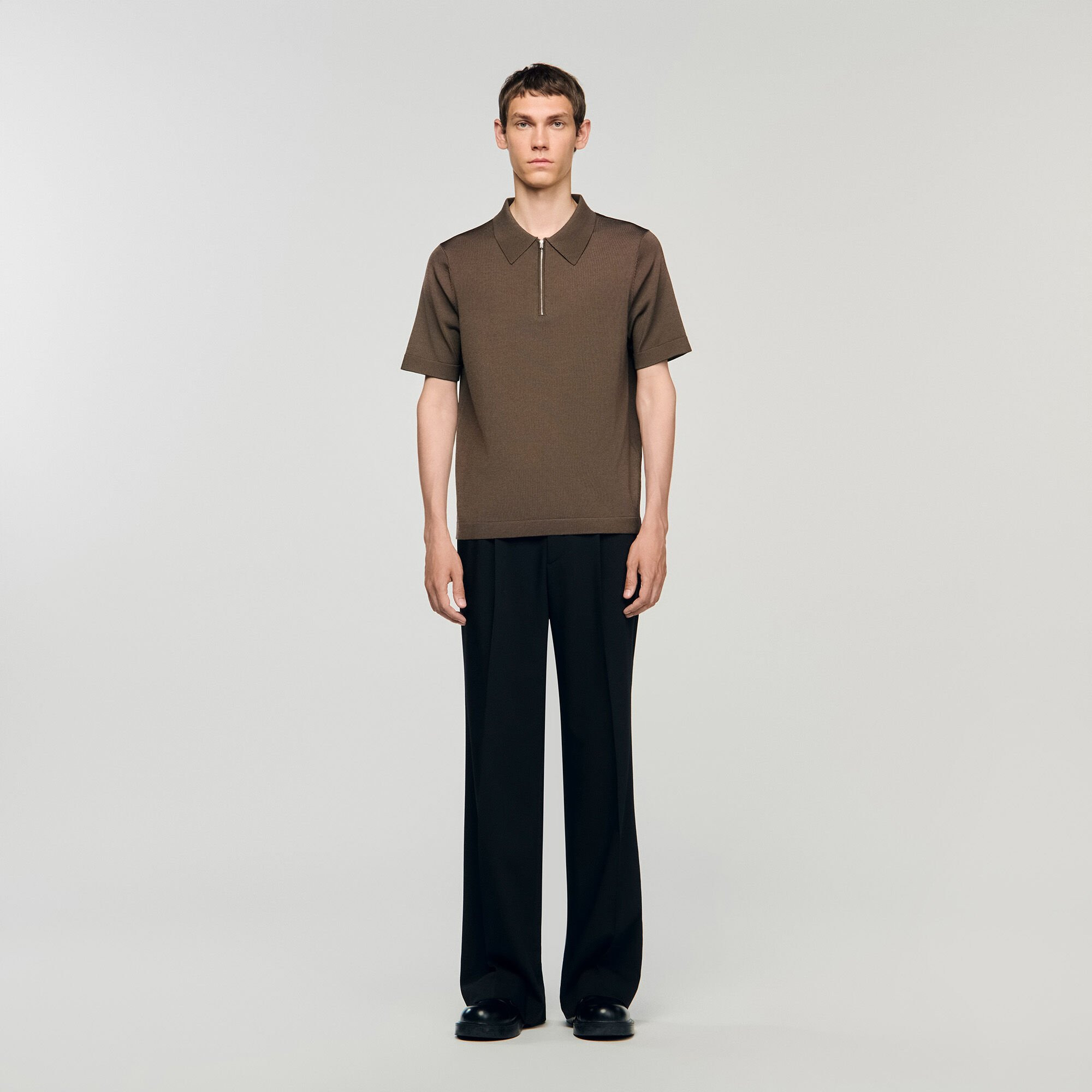 KNITTED POLO SHIRT WITH ZIP COLLAR - 3