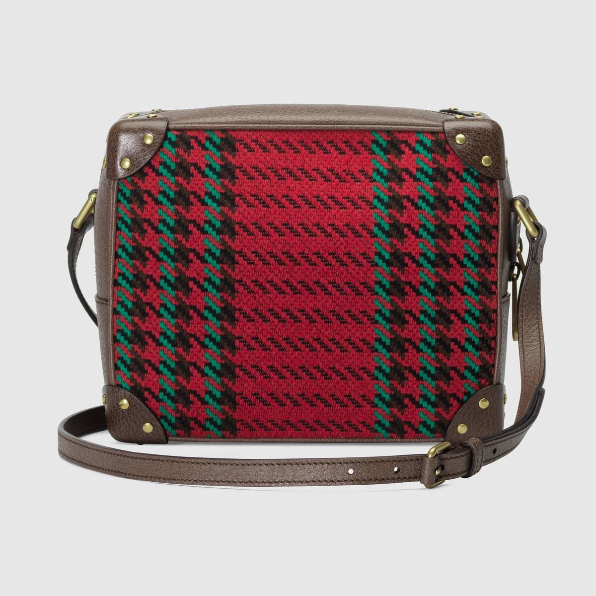 Houndstooth and stripe shoulder bag with Interlocking G - 3