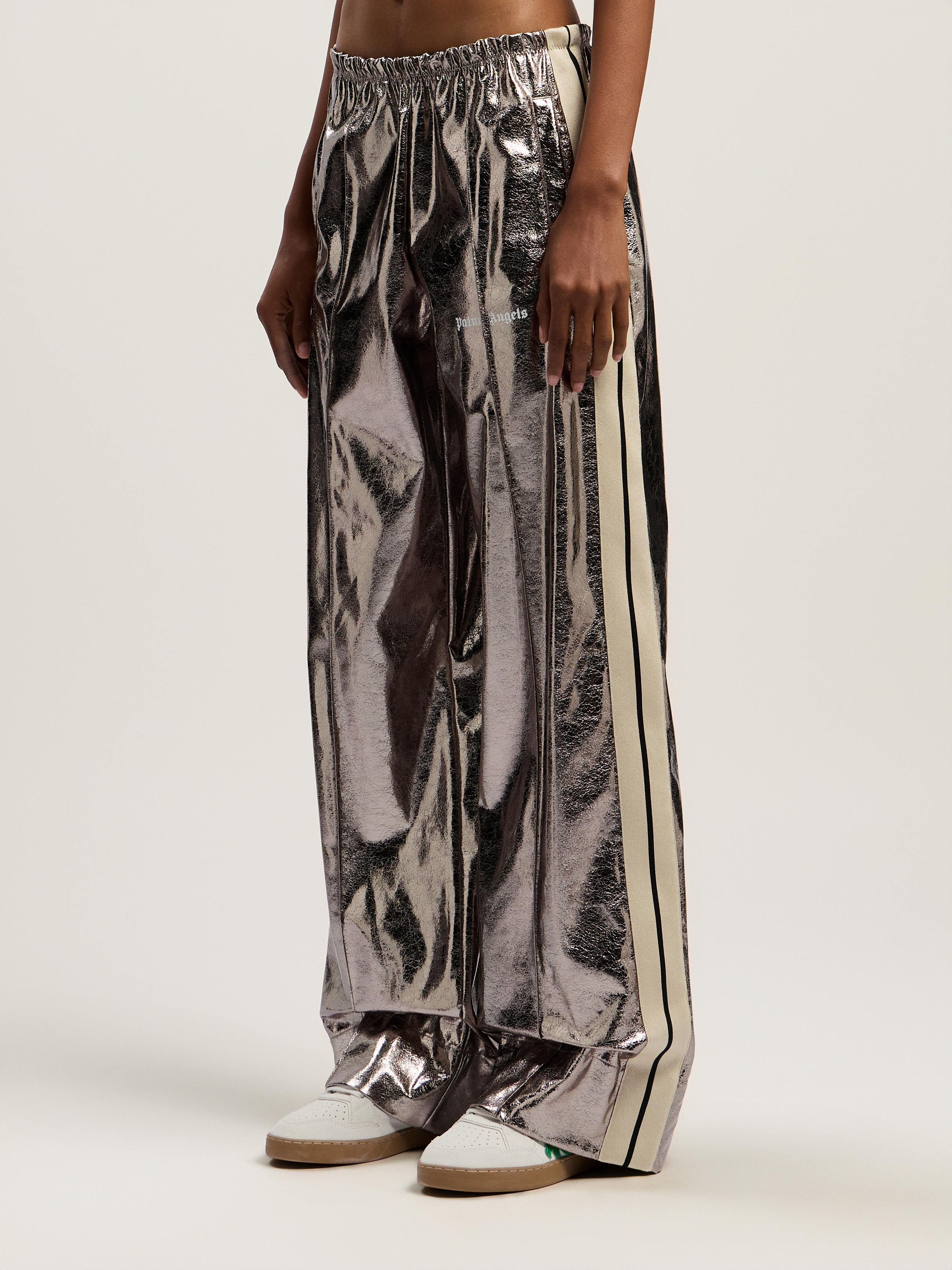 Laminated Wide-Leg Track Pants - 3