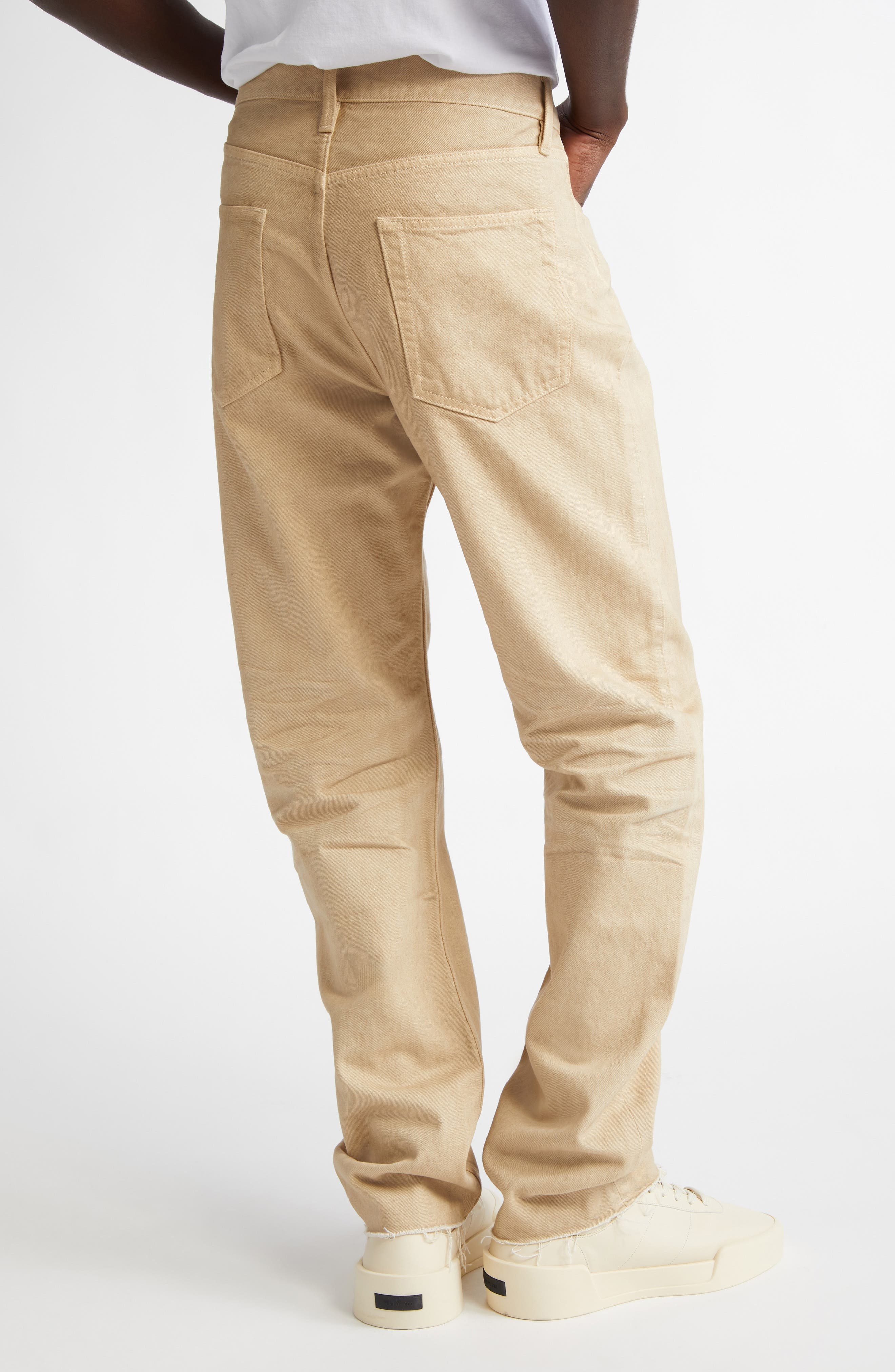 Fear of God Five-Pocket Raw Hem Straight Leg Jeans in Washed Dune at Nordstrom - 3