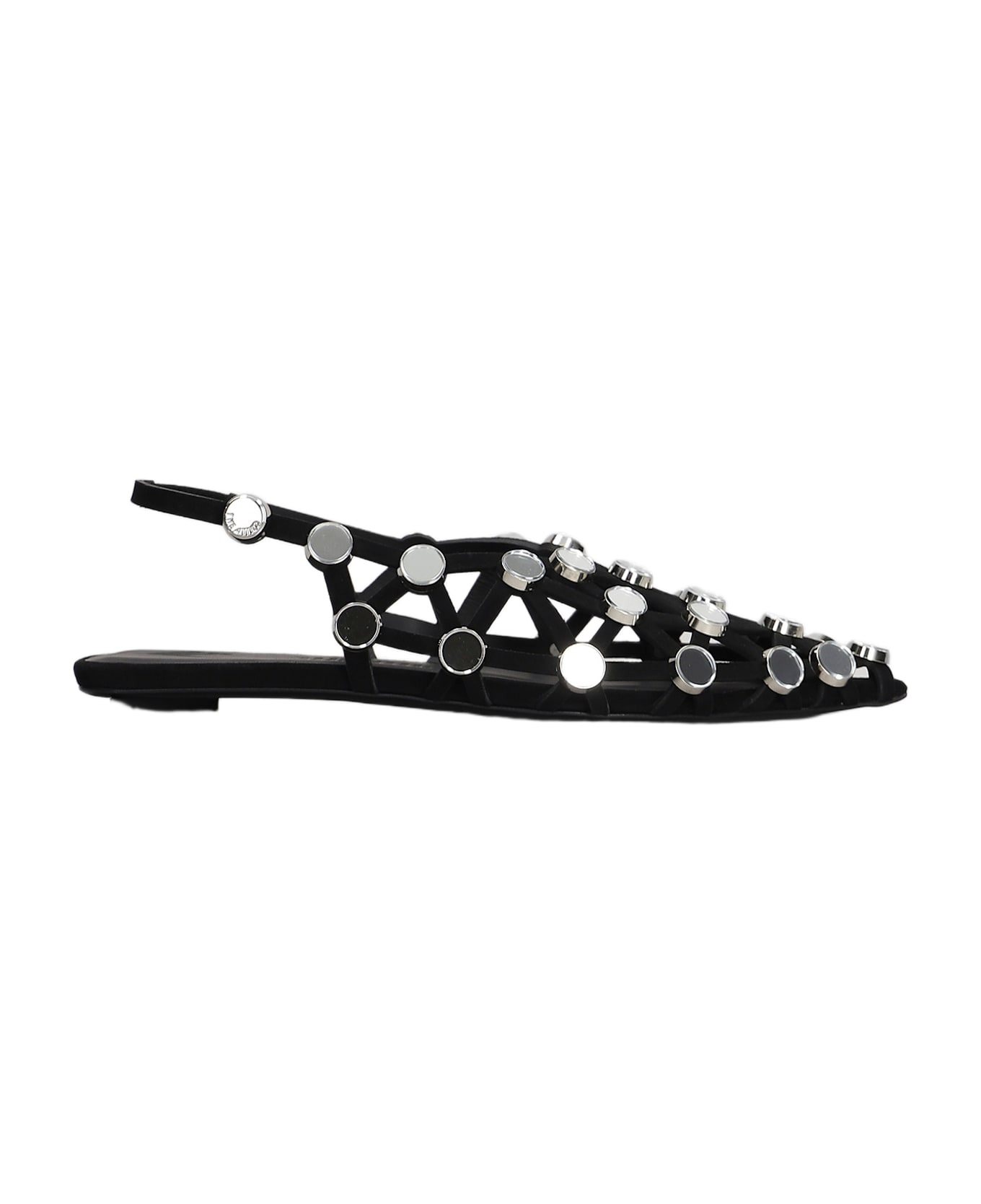 Grid Flats In Black Leather - 1