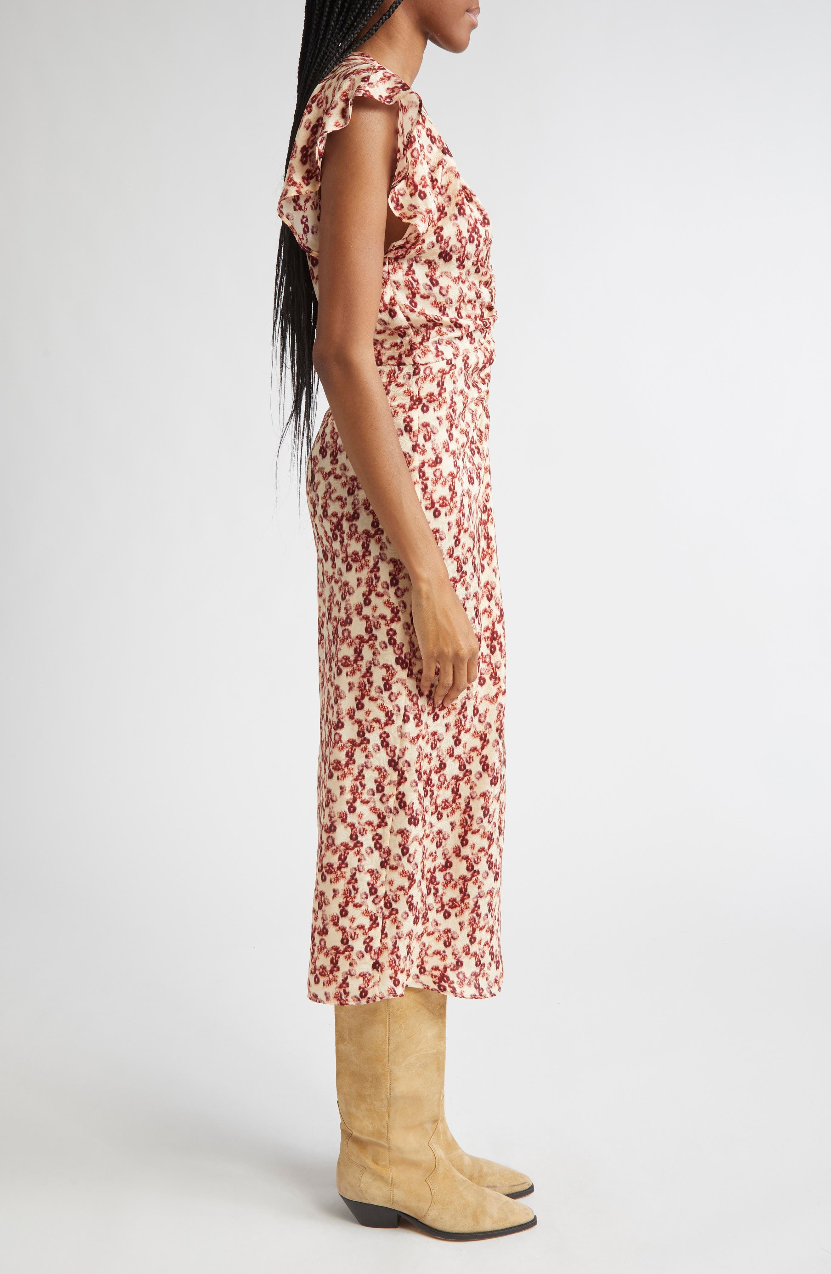 Isabel Marant Lyndsay Floral Jacquard Midi Dress in Garnet at Nordstrom - 3