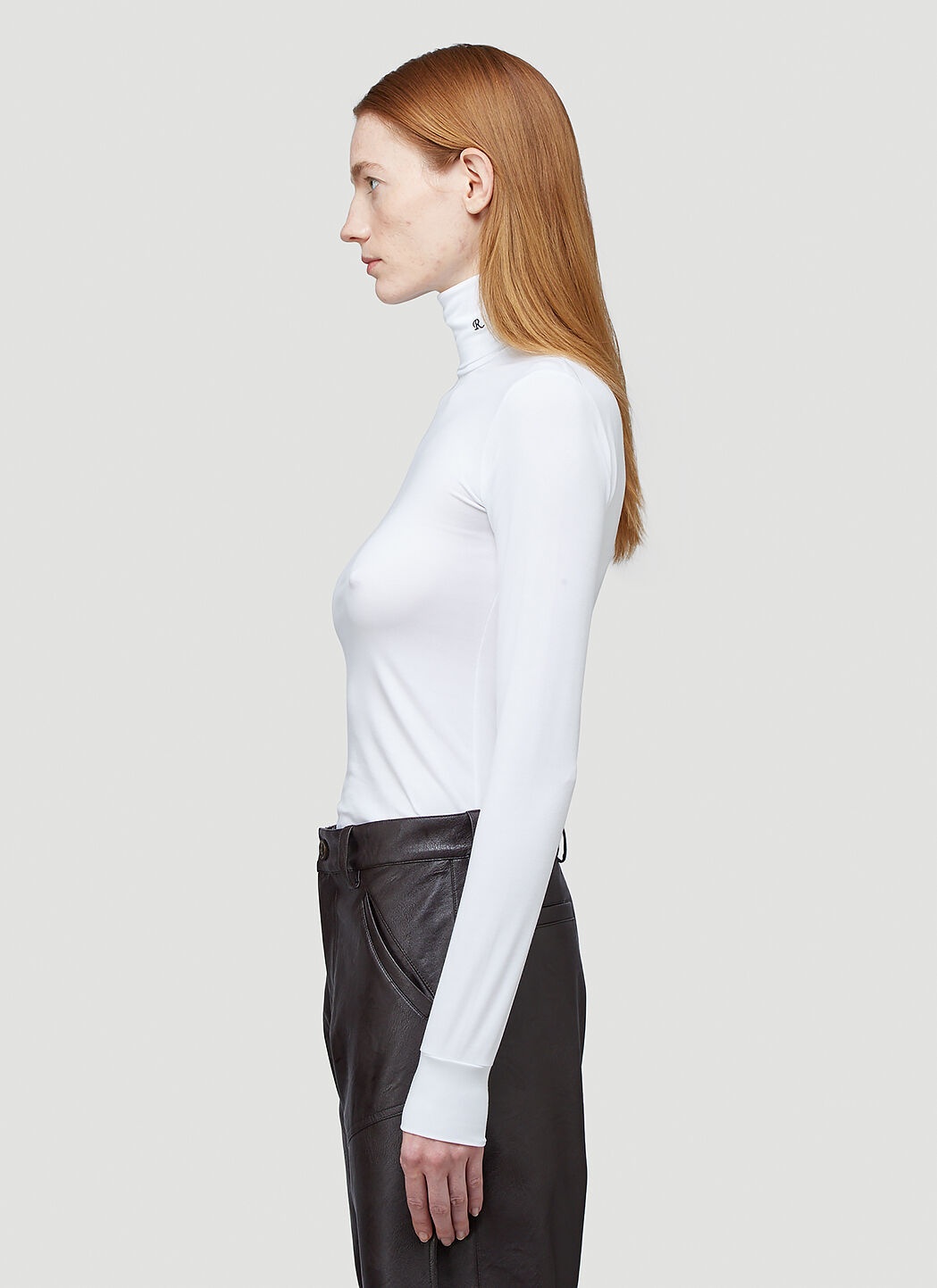 R-Embroidered Turtleneck Top - 3