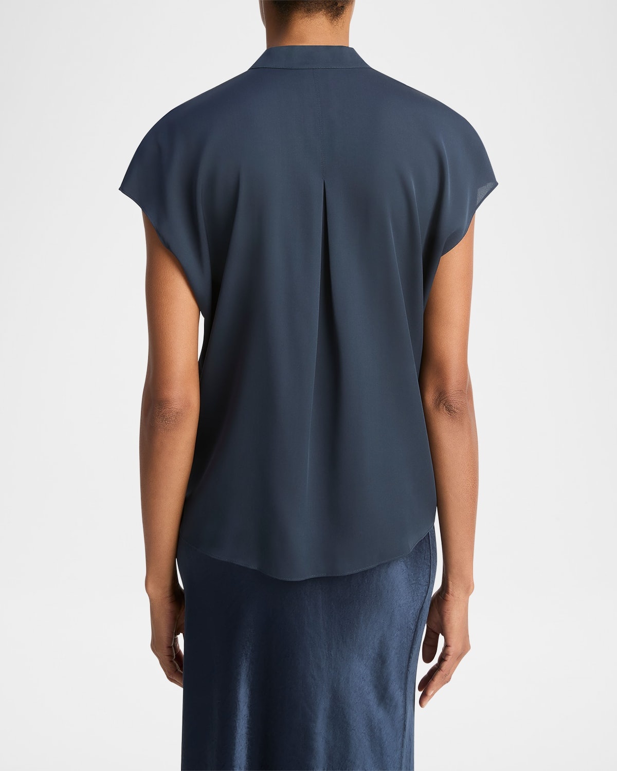 Cap-Sleeve Blouse with Hidden Placket - 3
