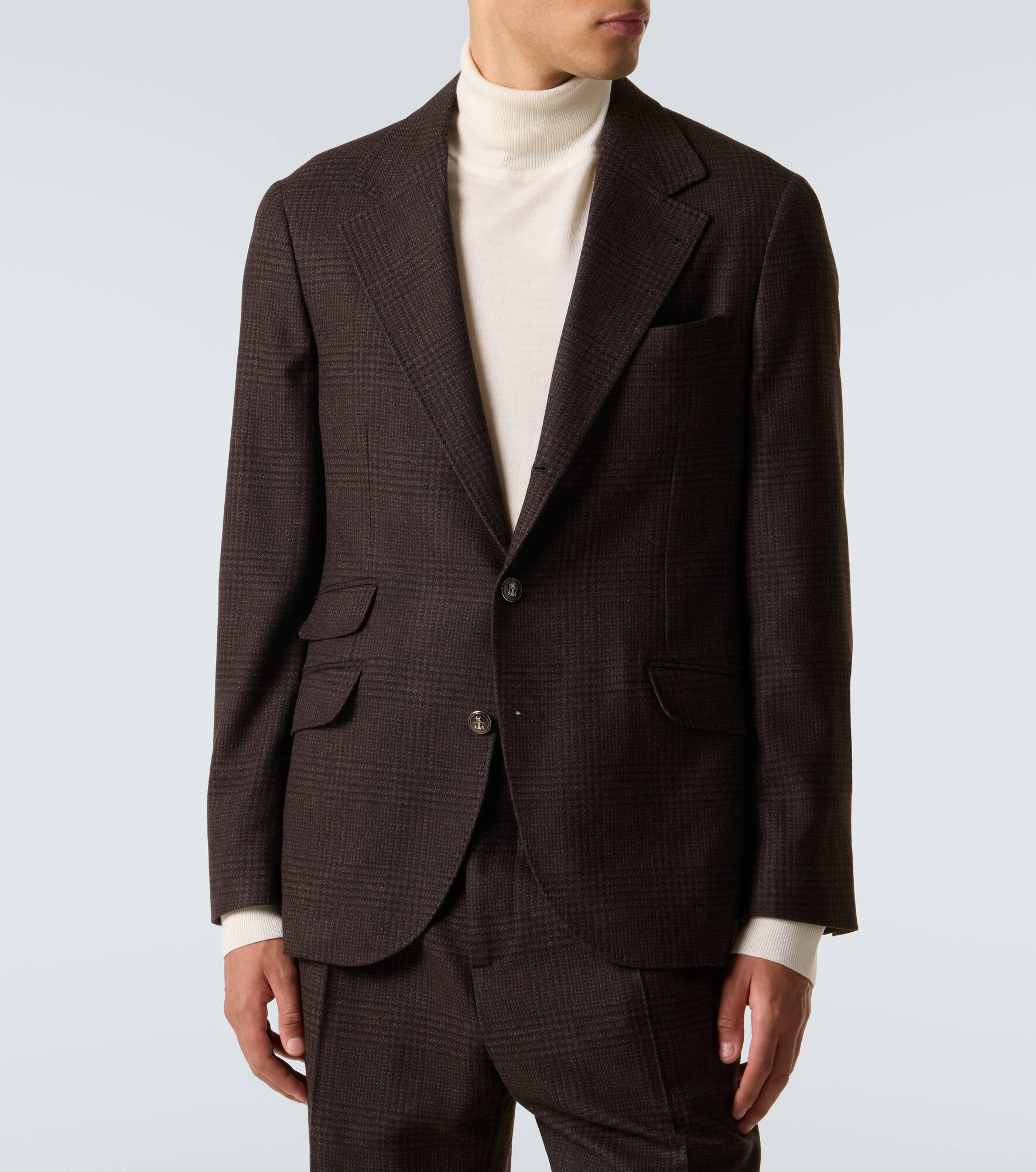 Checked wool, cashmere, and silk twill suit - 6