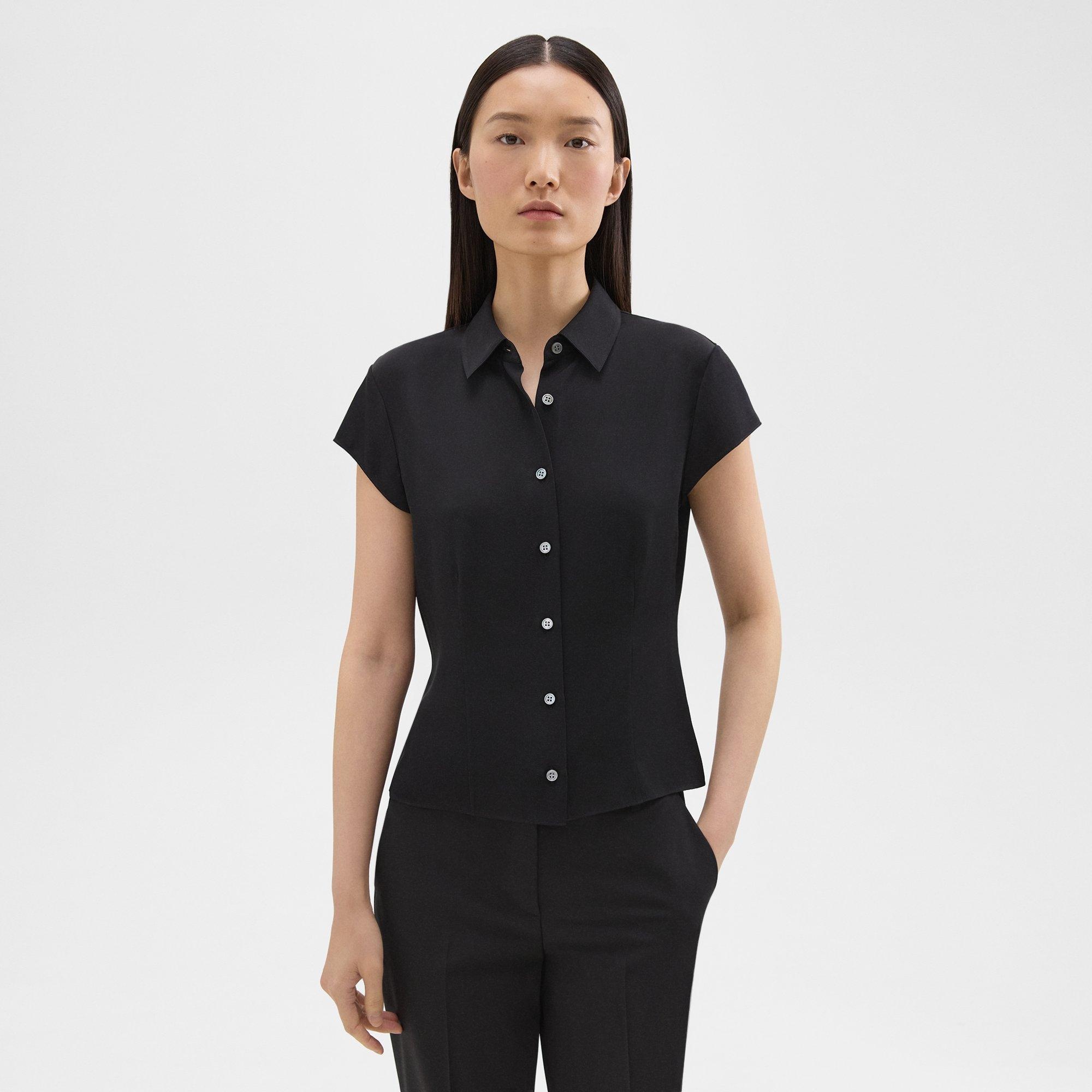 Cap Sleeve Shirt in Silk Georgette - 2