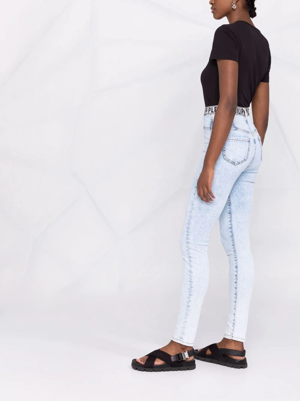 high-waist denim jeggings - 4