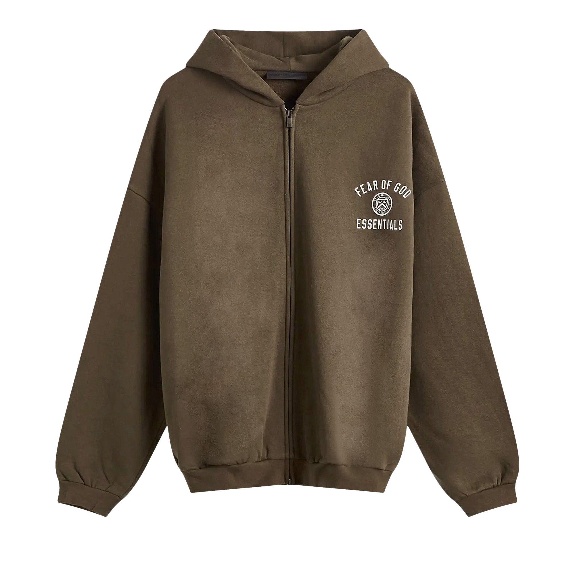 Fear of God Essentials Fleece Full Zip Hoodie 'Brown' - 1