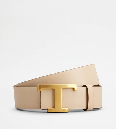 Tod's T TIMELESS REVERSIBLE BELT IN LEATHER - BROWN, BEIGE outlook
