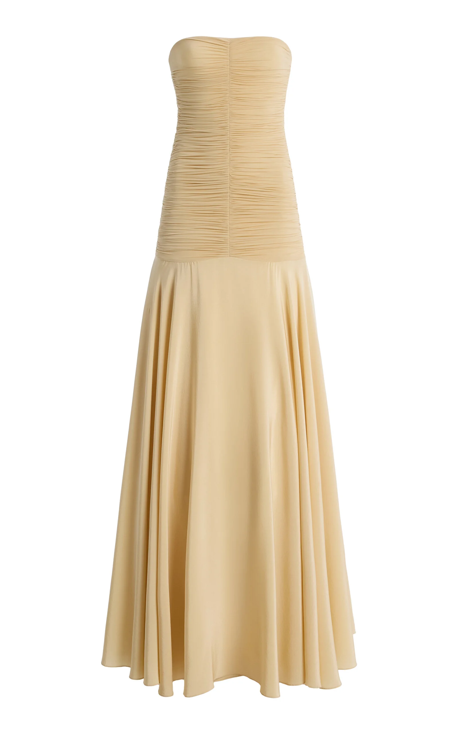 Norma Ruched Silk-Blend Jersey Maxi Dress ivory - 1