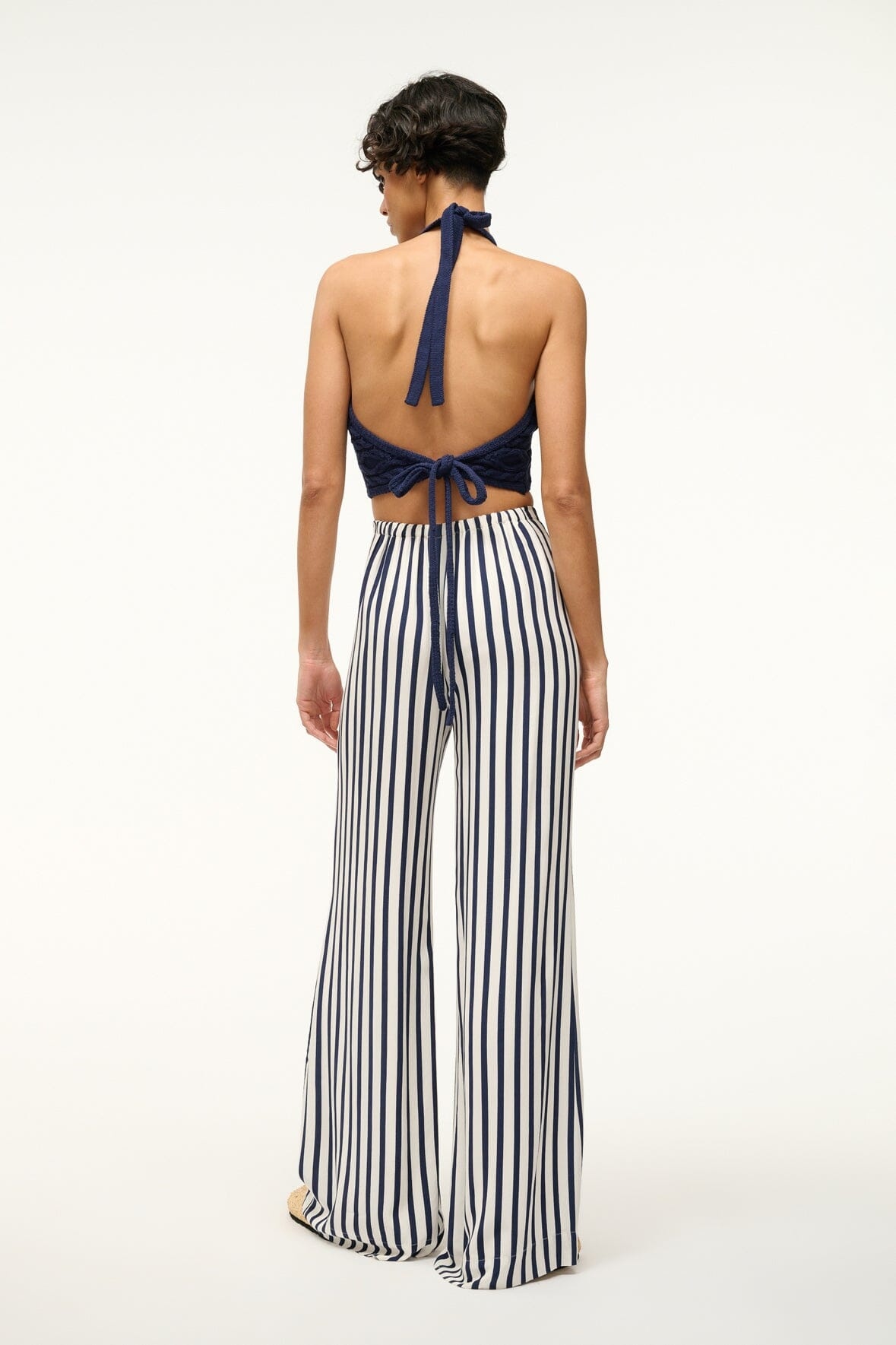STAUD LUKE PANT WHITE NAVY STRIPE - 4