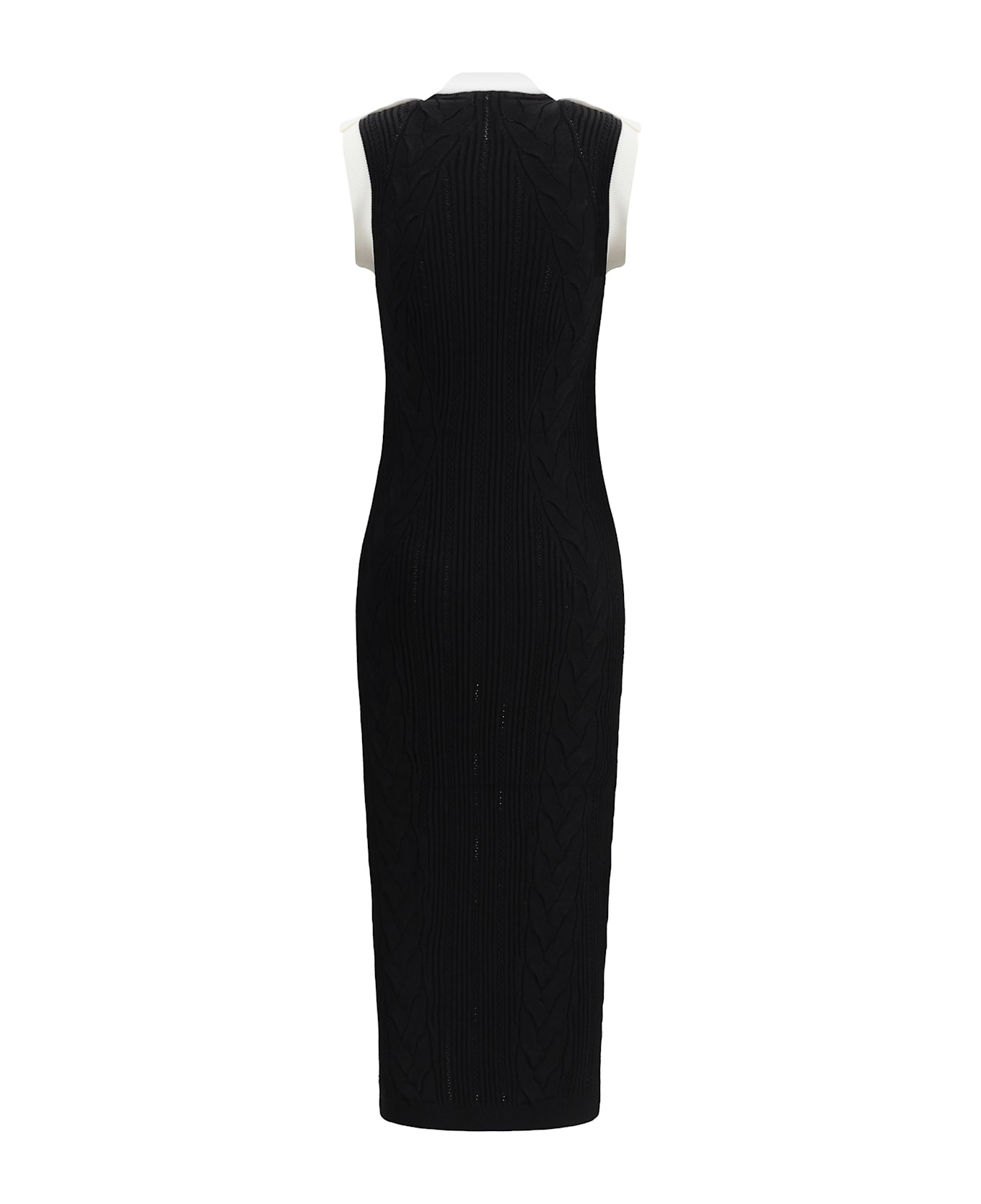 Sleeveless Torsade Knit Long Dress - 2