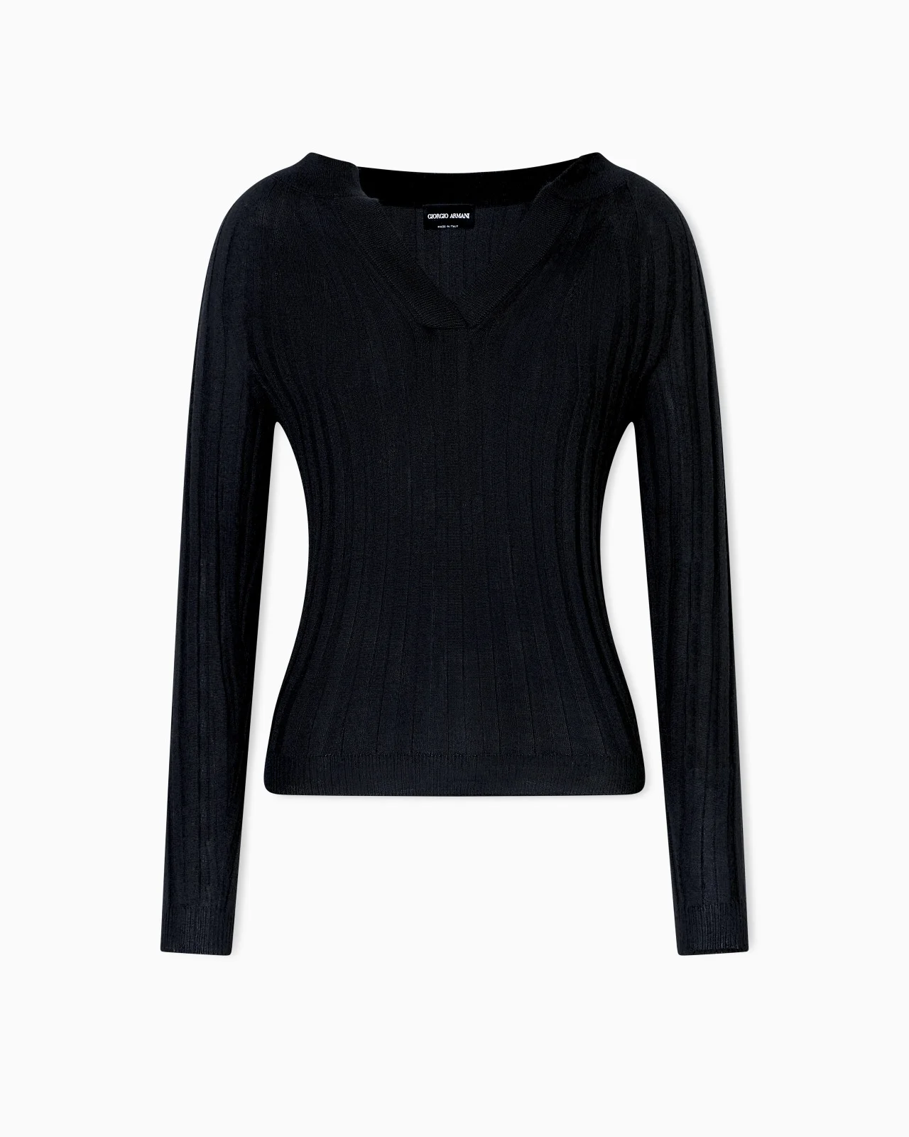 CREW-NECK RIB-KNIT JUMPER IN CASHMERE AND SILK - 1