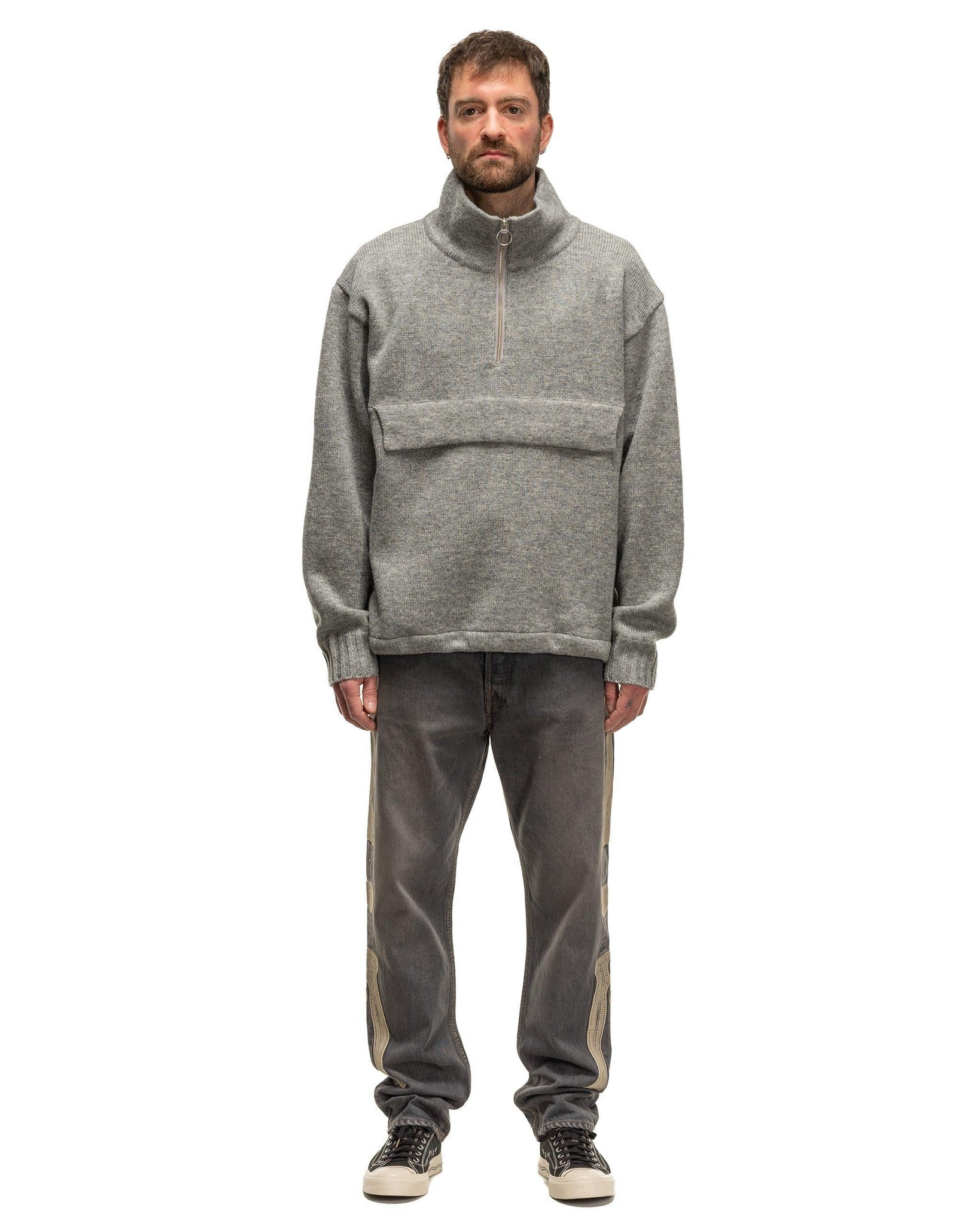 5G Shetland Wool Half ZIP Anorak Grey - 2
