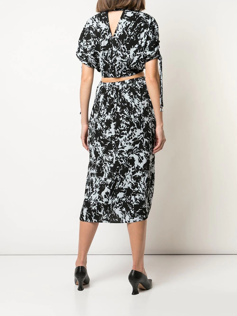 Shadow print cut-out midi dress - 4