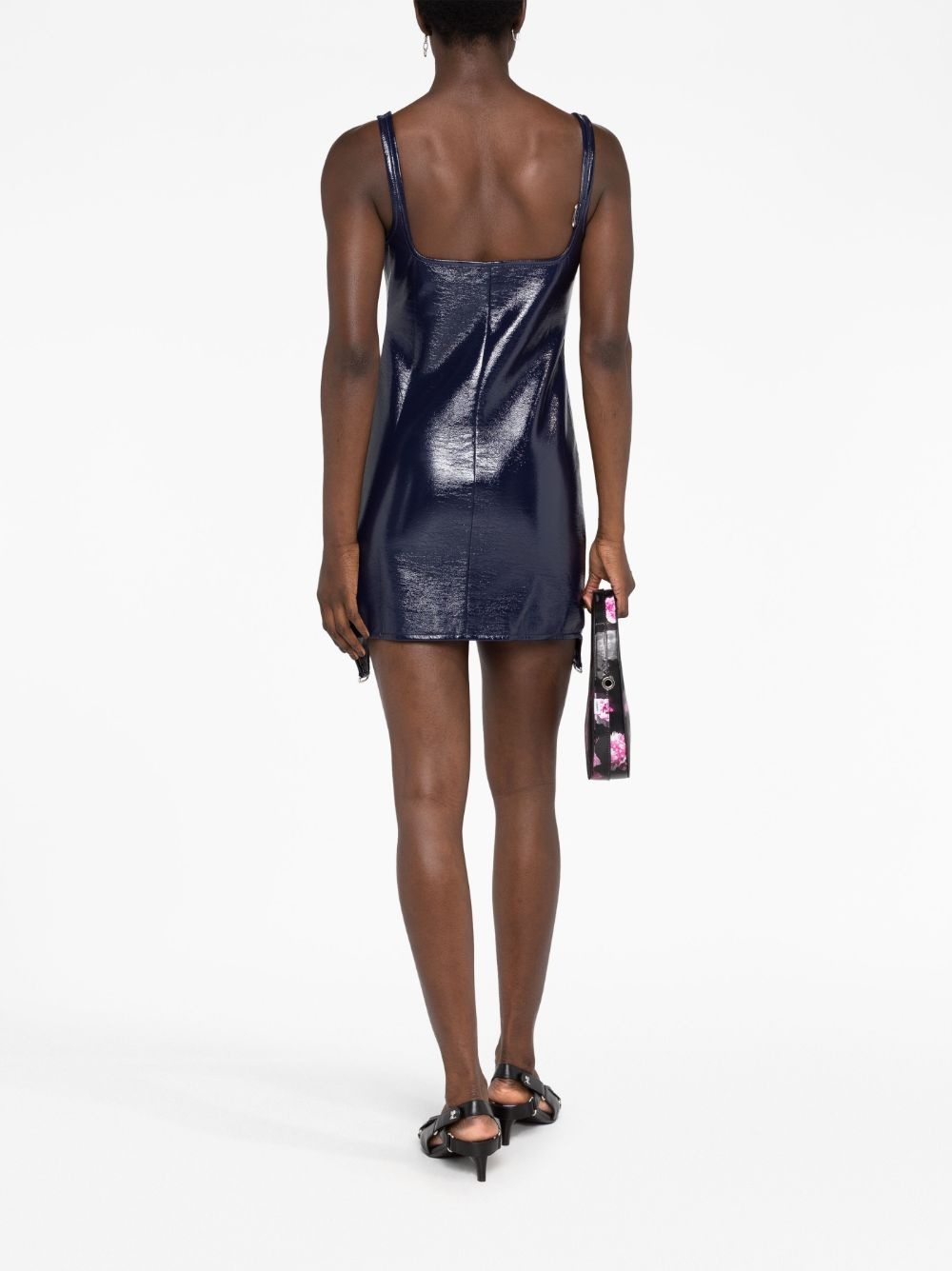 strap-embellished high-shine minidress - 4