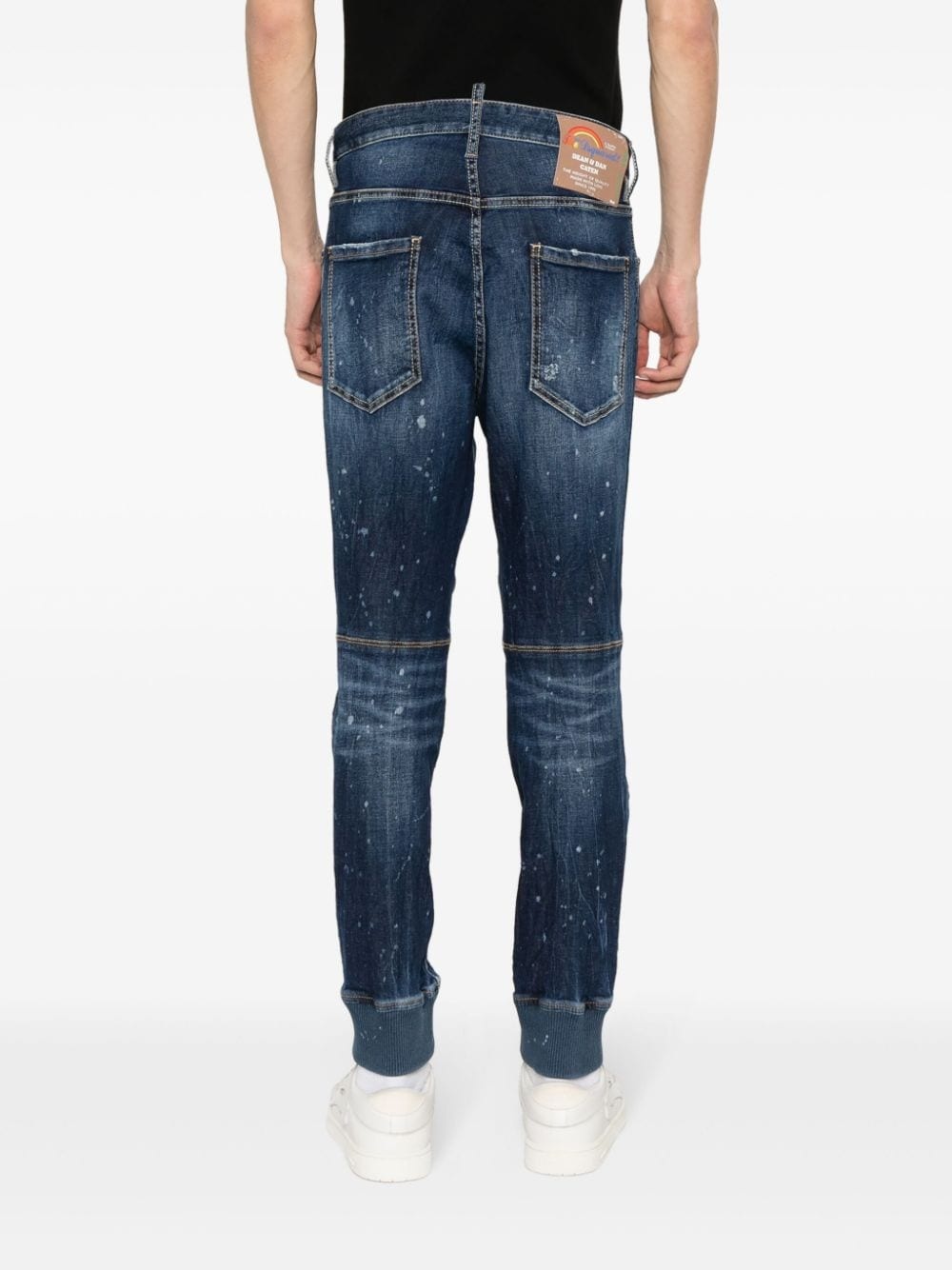 distressed slim-fit track jeans - 4