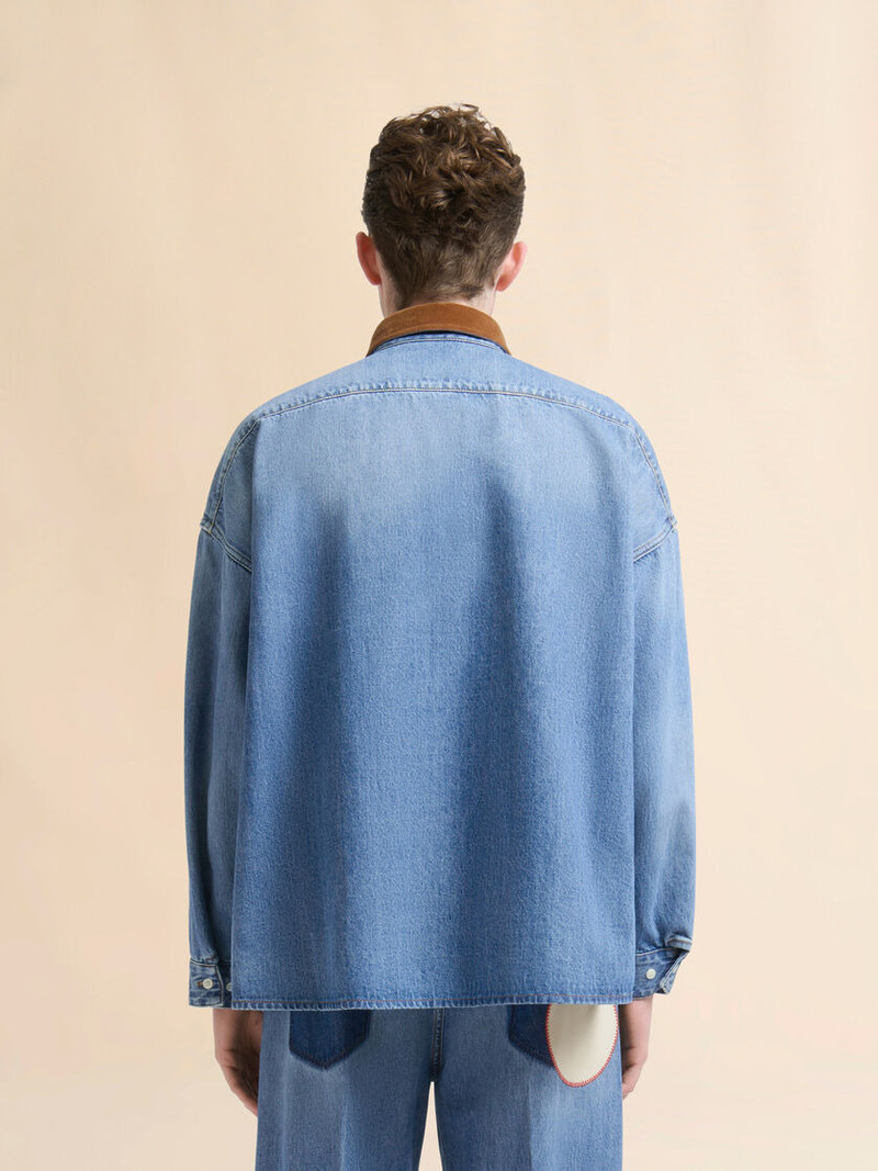 BLUE DENIM SHIRT WITH WOLF PATCH 3