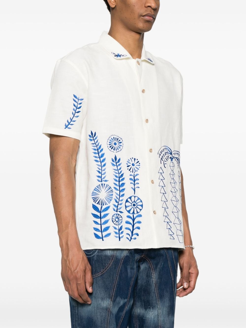 embroidered textured shirt - 3