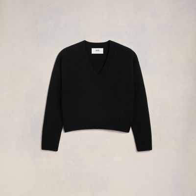 AMI Paris Cropped V Neck Sweater outlook