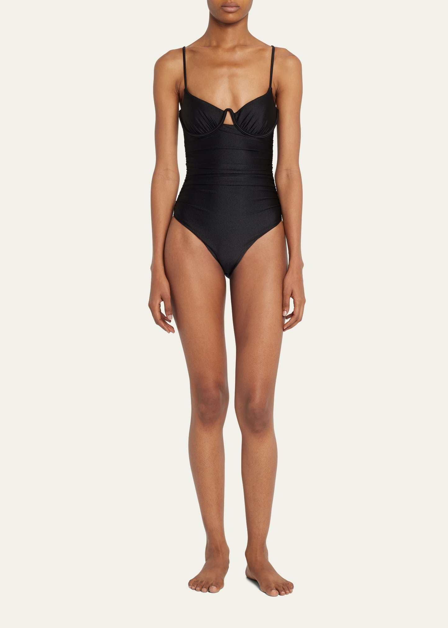 Laine Draped Satin Underwire One-Piece Swimsuit - 2