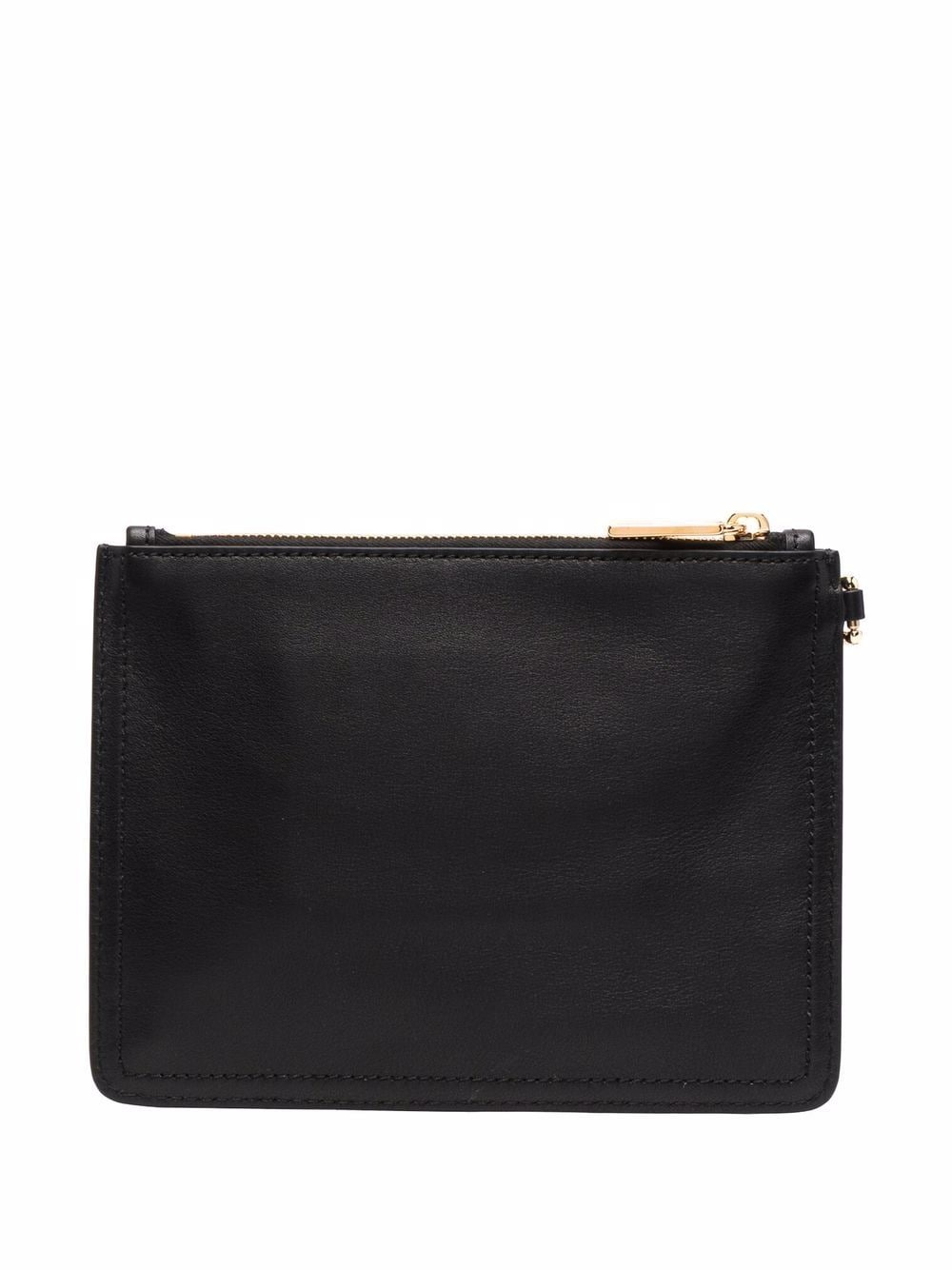 logo-plaque leather clutch bag - 2