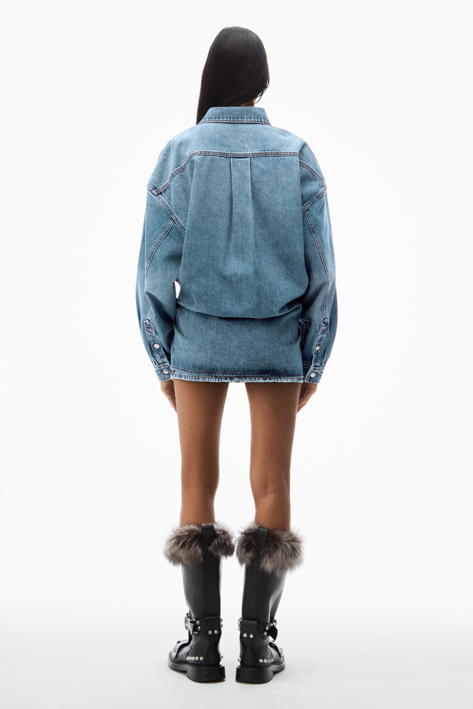 pre-styled denim shirtdress - 4