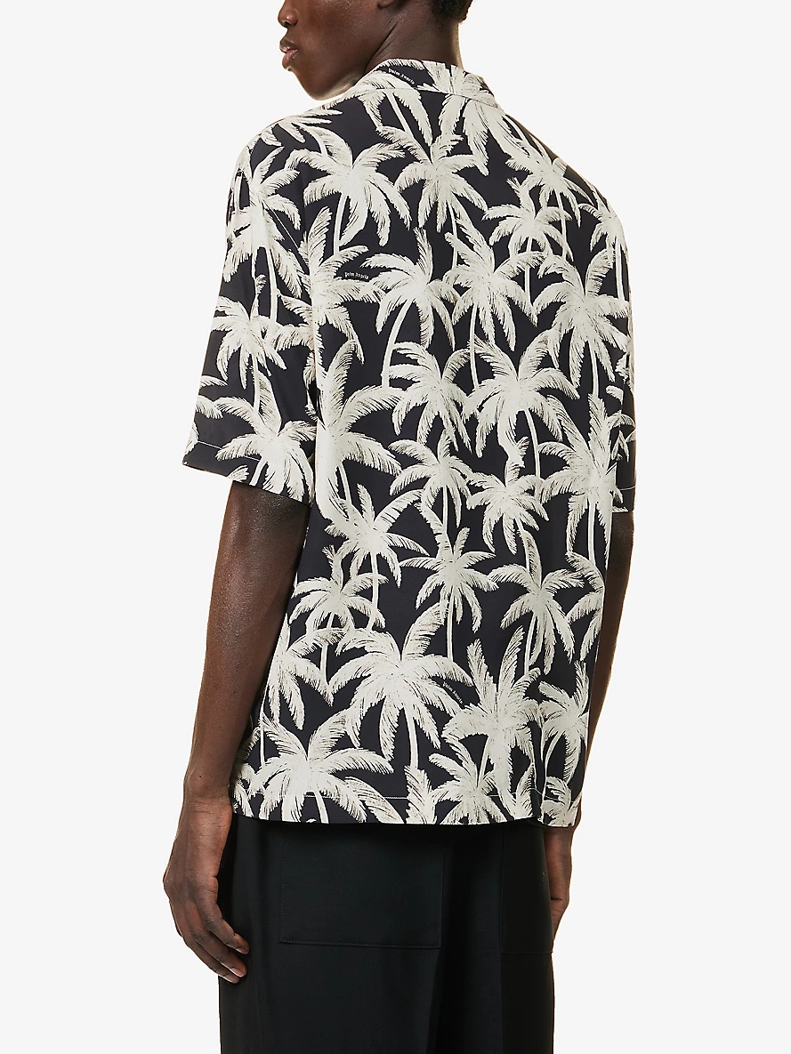 Palms Allover brand-print relaxed-fit woven shirt - 4