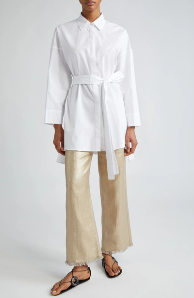 Max Mara Bouquet Fray Hem Metallic Linen Crop Pants outlook