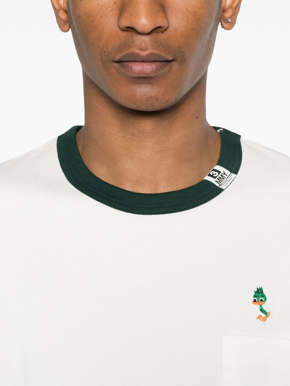 Leon-embroidered ringer T-shirt - 4