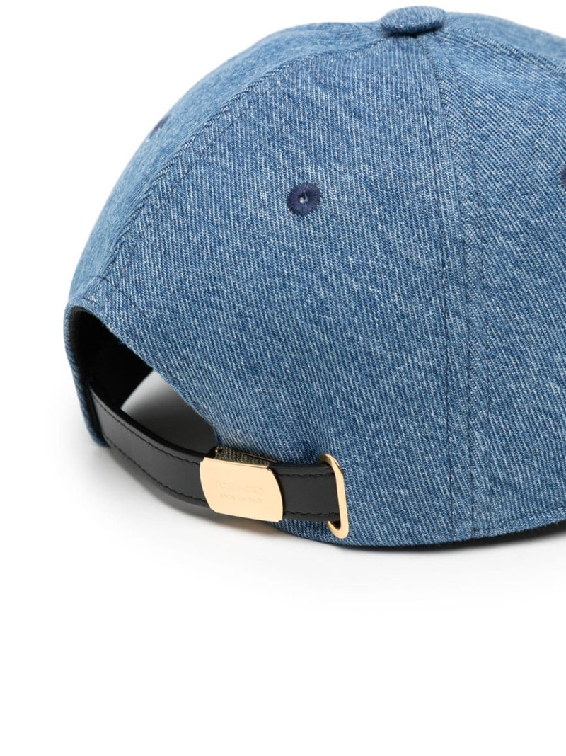 TOM FORD logo-plaque denim baseball cap outlook