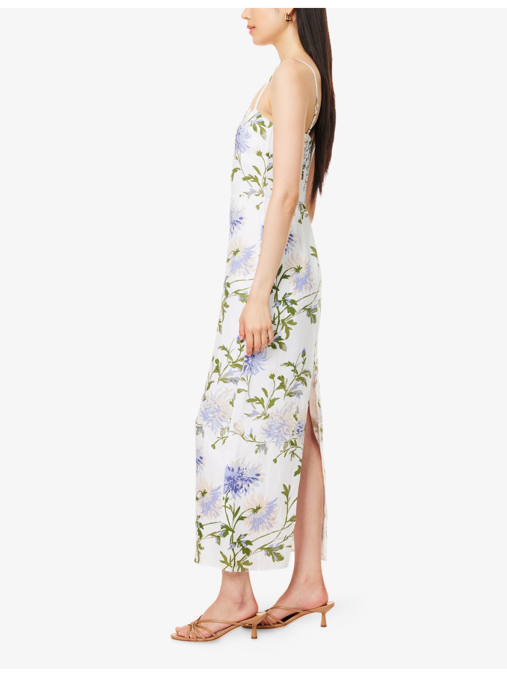 Frankie Floral-Print Linen Midi Dress - 3