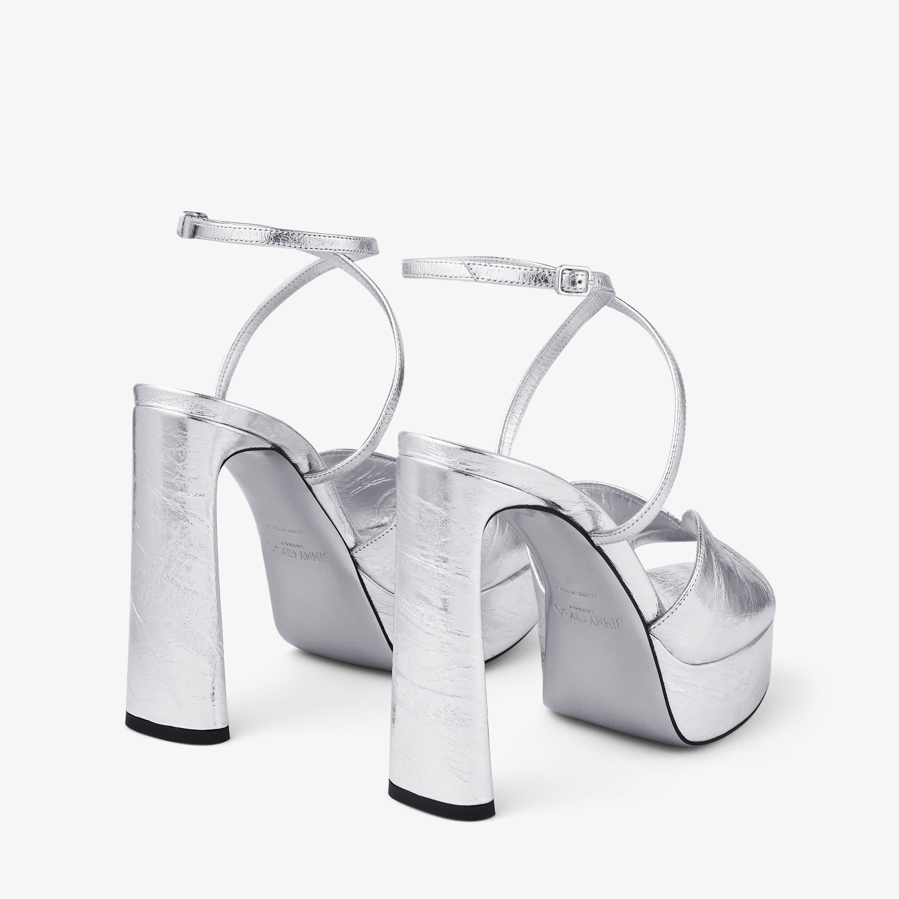 Karli Platform 125
Silver Metallic Leather Platform Sandals - 5