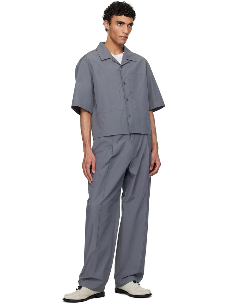 AMOMENTO Gray Belted Tuck Banding Trousers outlook