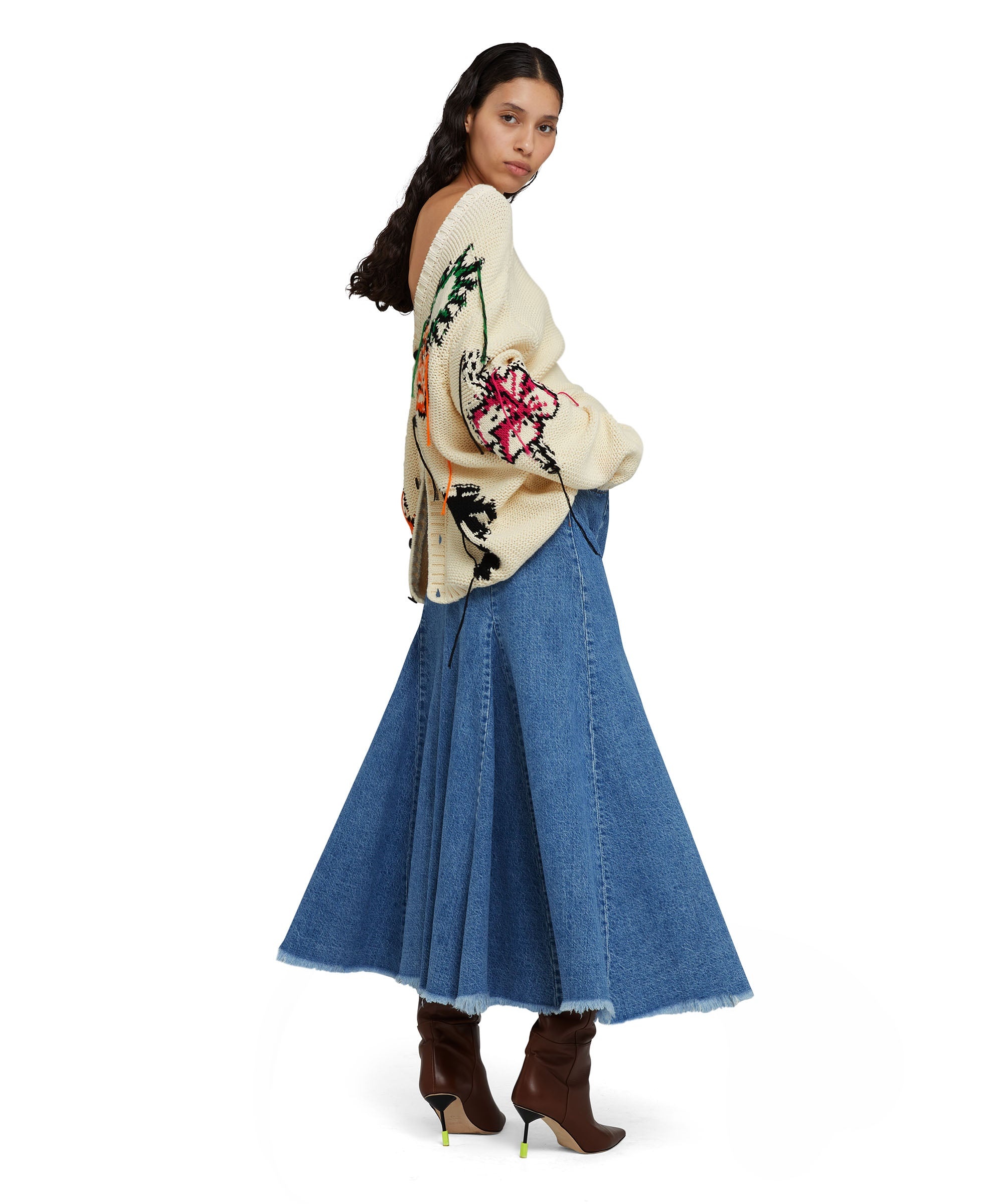 Cotton cardigan with inlay pattern - 5
