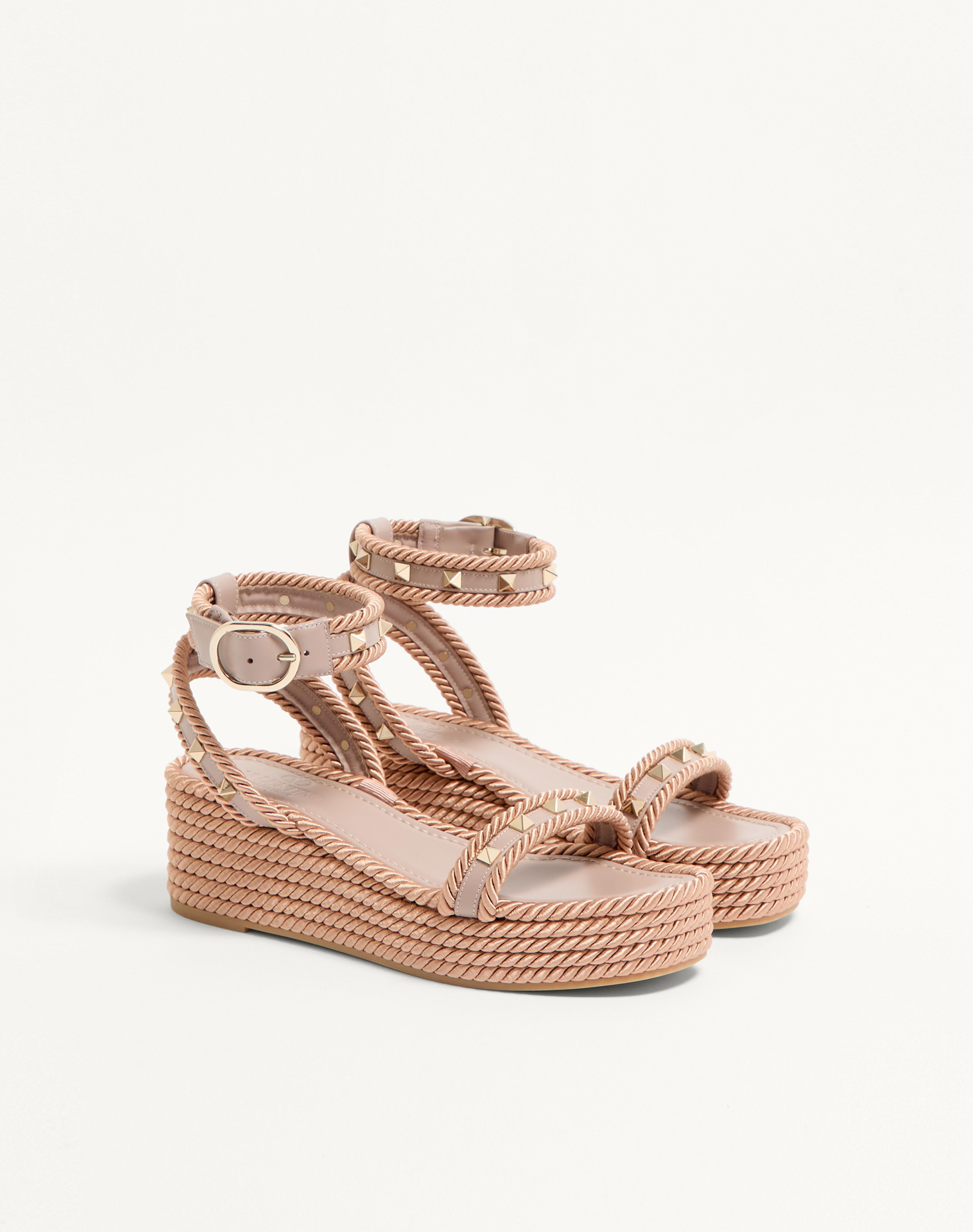 ROCKSTUD FLATFORM SANDAL IN CALFSKIN 45MM - 3