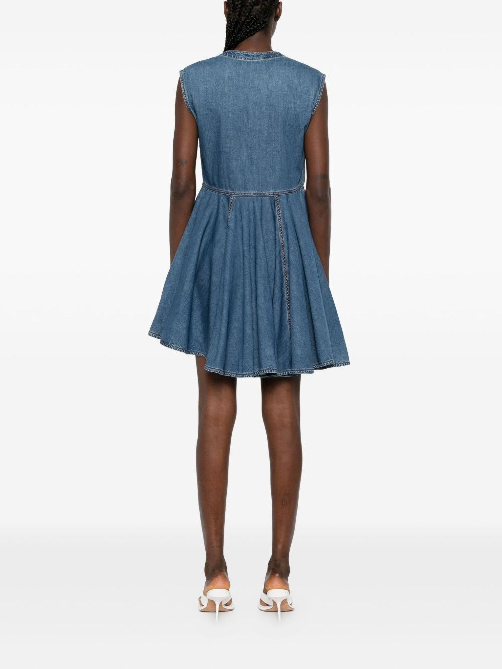Denim wrap mini dress - 4