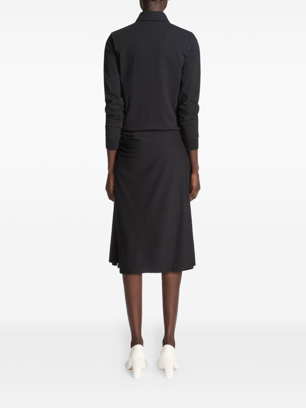 draped button-detail midi skirt - 4