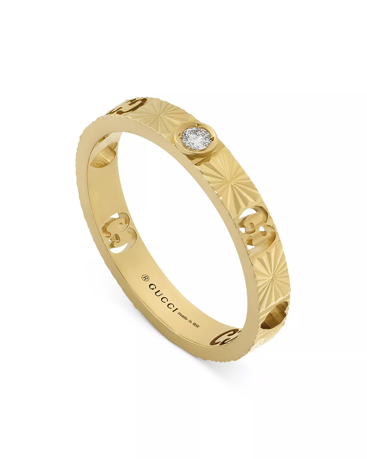 18K Gold Icon Diamond Pavé, Heart & Double G Band Ring - 2