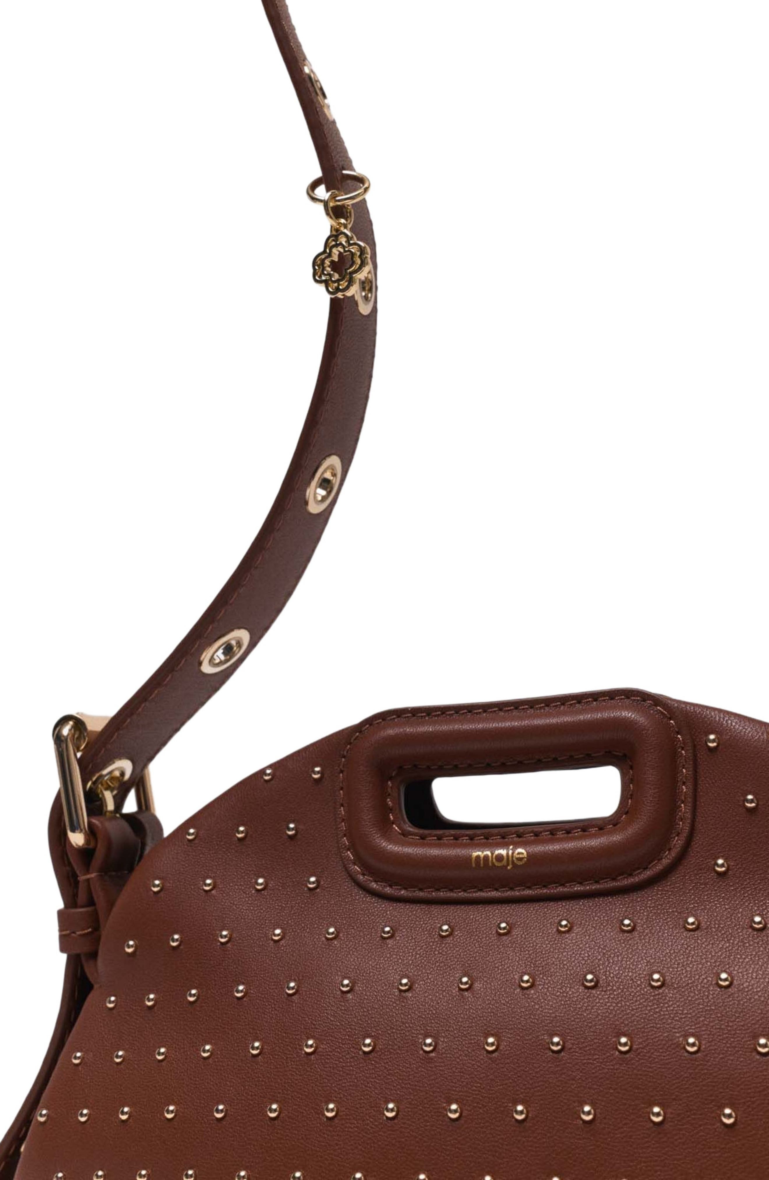 maje Miss M mini leather studded bag in Brown at Nordstrom - 5